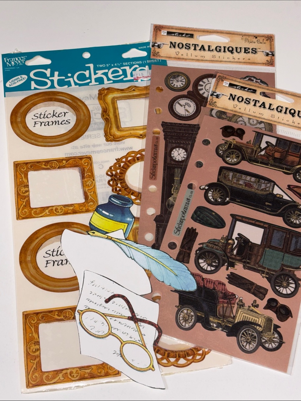 Turn of the Century Themed Stickers 1900s Era Model T Card Gold Frames Stickers